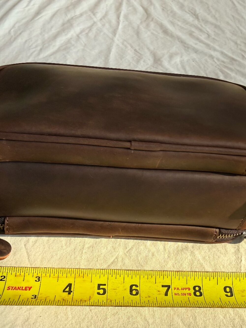 NWOT Crazy Horse Genuine Leather Dopp Kit Toiletry Bag 3 Compartment Dark Brown